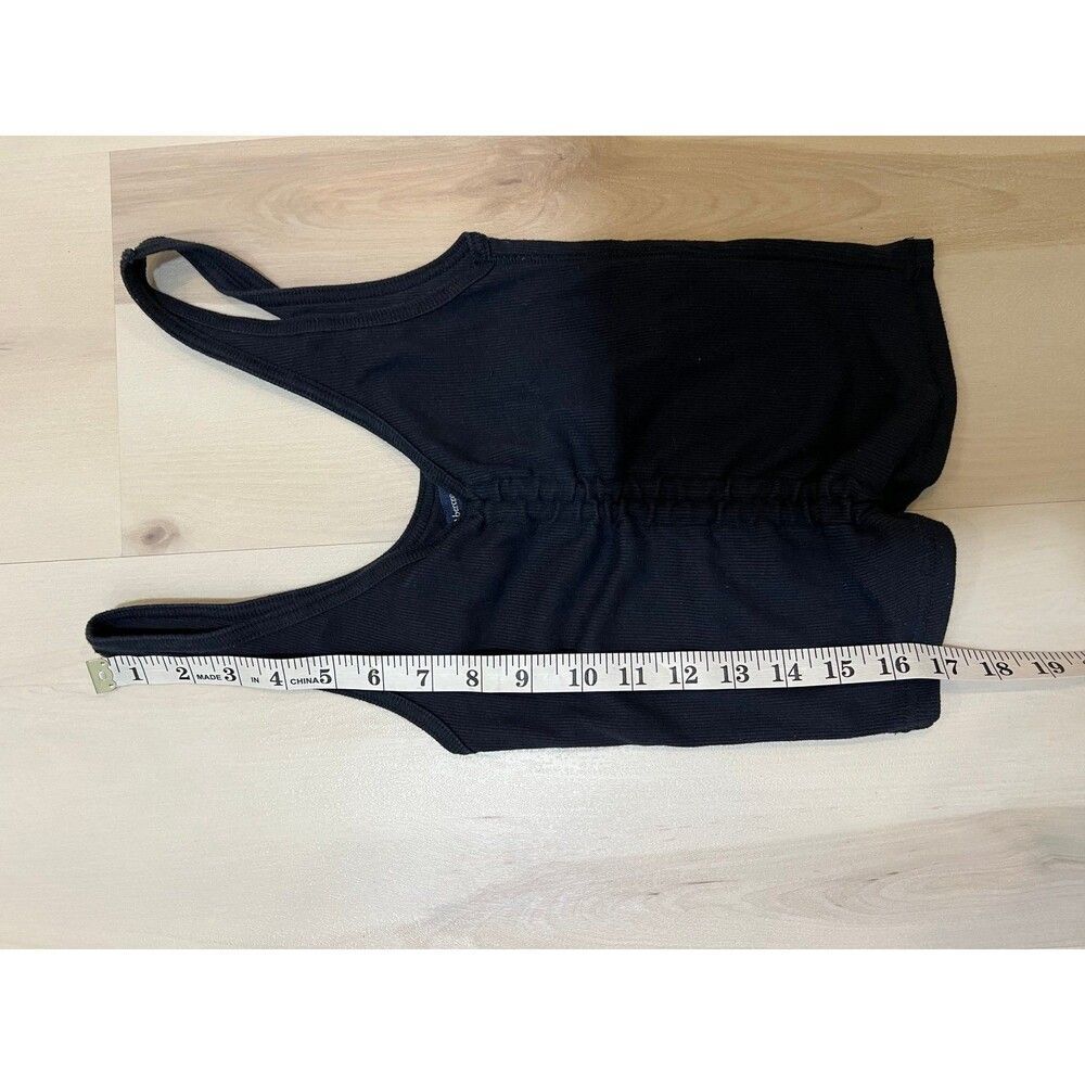 Abercrombie & Fitch Women Black Ruched Gathered Center Ribbed Crop Tank Top XS - Picture 6 of 7